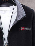 Rudolf | Męska bluza polarowa z kołnierzem, bluza polarowa outdoorowa | Erwnn | Khaki