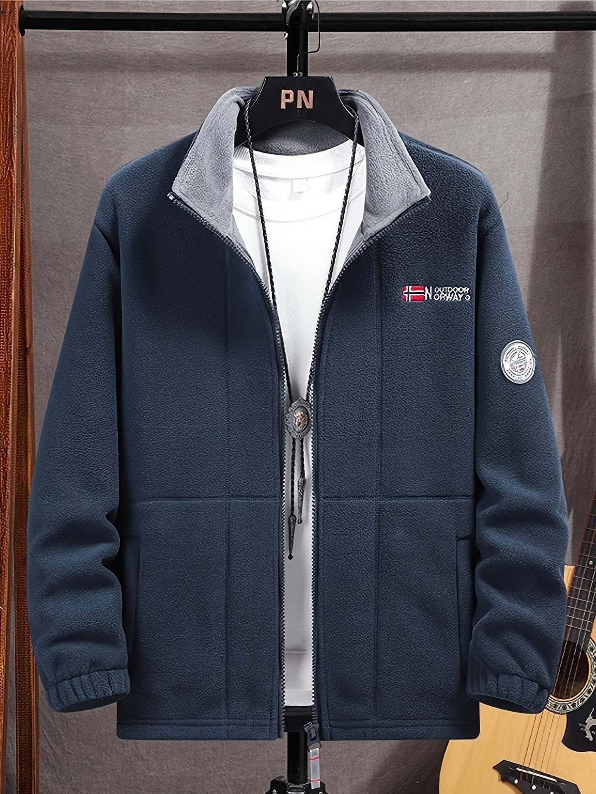 Rudolf | Męska bluza polarowa z kołnierzem, bluza polarowa outdoorowa | Erwnn | Szary