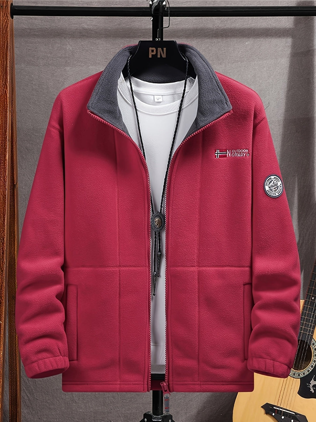 Rudolf | Męska bluza polarowa z kołnierzem, bluza polarowa outdoorowa | Erwnn | Czarny