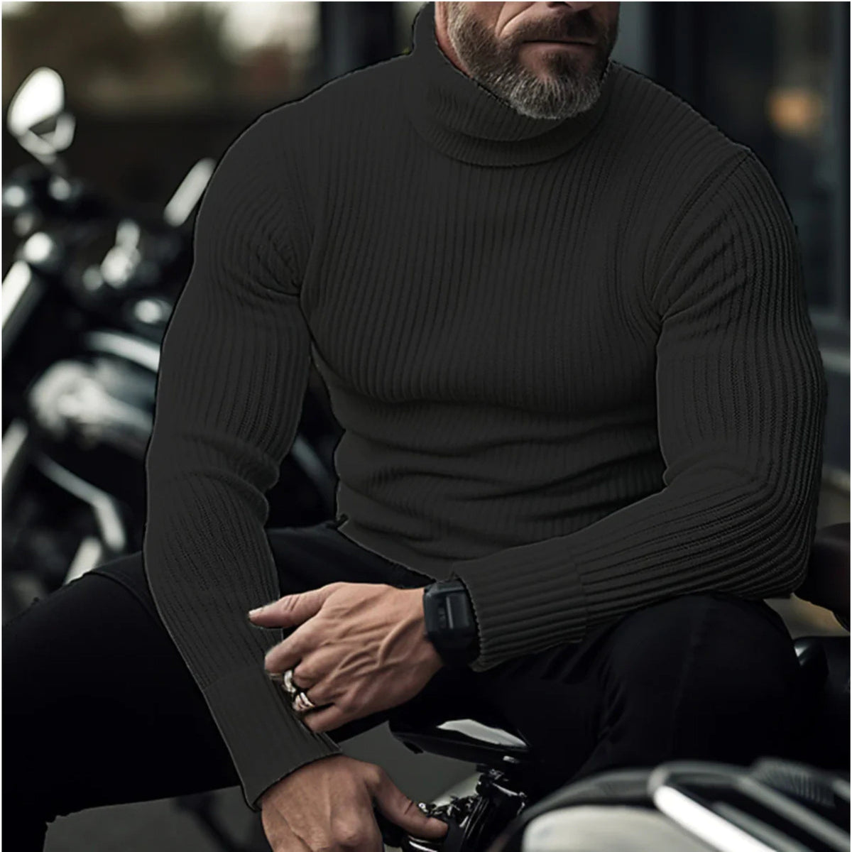 Rupert | Męski sweter z golfem, strukturalny sweter z golfem | Erwnn | Ciemny niebieski