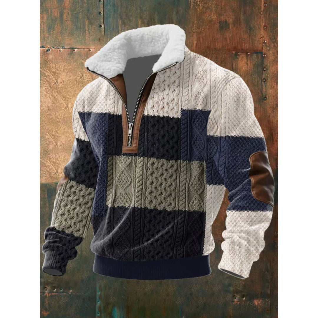 Spencer | Męski sweter polarowy z wysokim kołnierzem, ciepły sweter do zestawiania | Erwnn | Jasny brąz