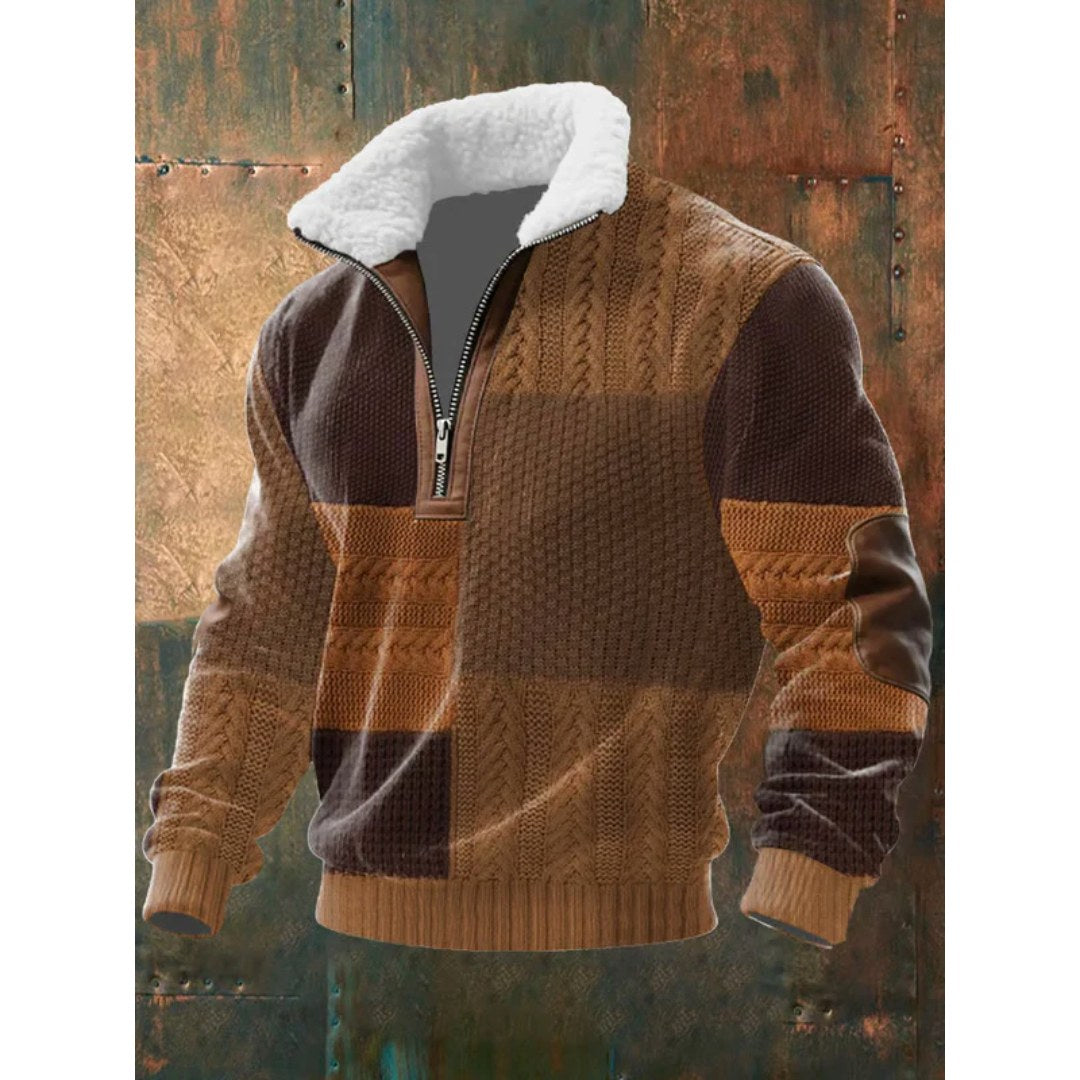 Spencer | Męski sweter polarowy z wysokim kołnierzem, ciepły sweter do zestawiania | Erwnn | Jasny brąz