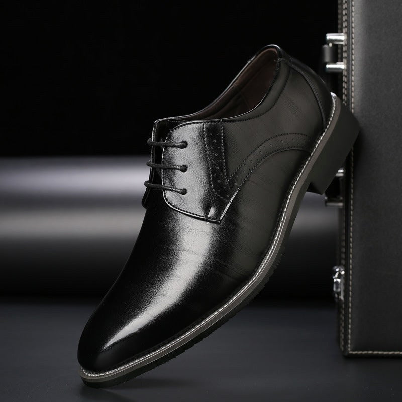 Thomas | Męskie sznurowane buty z detalami brogue, eleganckie buty biznesowe | Erwnn | Czarny