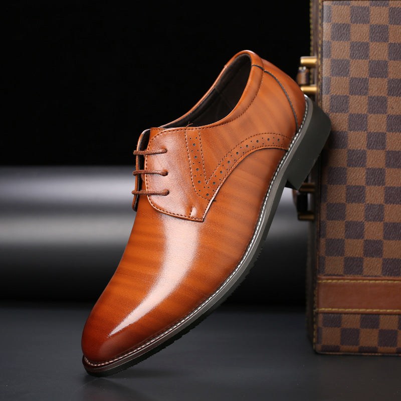 Thomas | Męskie sznurowane buty z detalami brogue, eleganckie buty biznesowe | Erwnn | Czarny