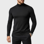 Uwe | Męski sweter z golfem o smukłym kroju, elegancki sweter jesienny | Erwnn | Czarny
