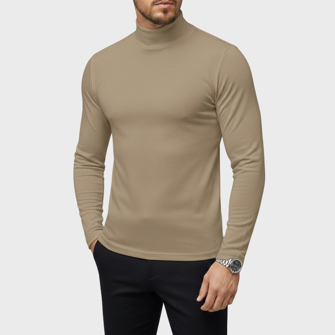 Uwe | Męski sweter z golfem o smukłym kroju, elegancki sweter jesienny | Erwnn | Czarny