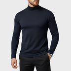 Uwe | Męski sweter z golfem o smukłym kroju, elegancki sweter jesienny | Erwnn | Czarny