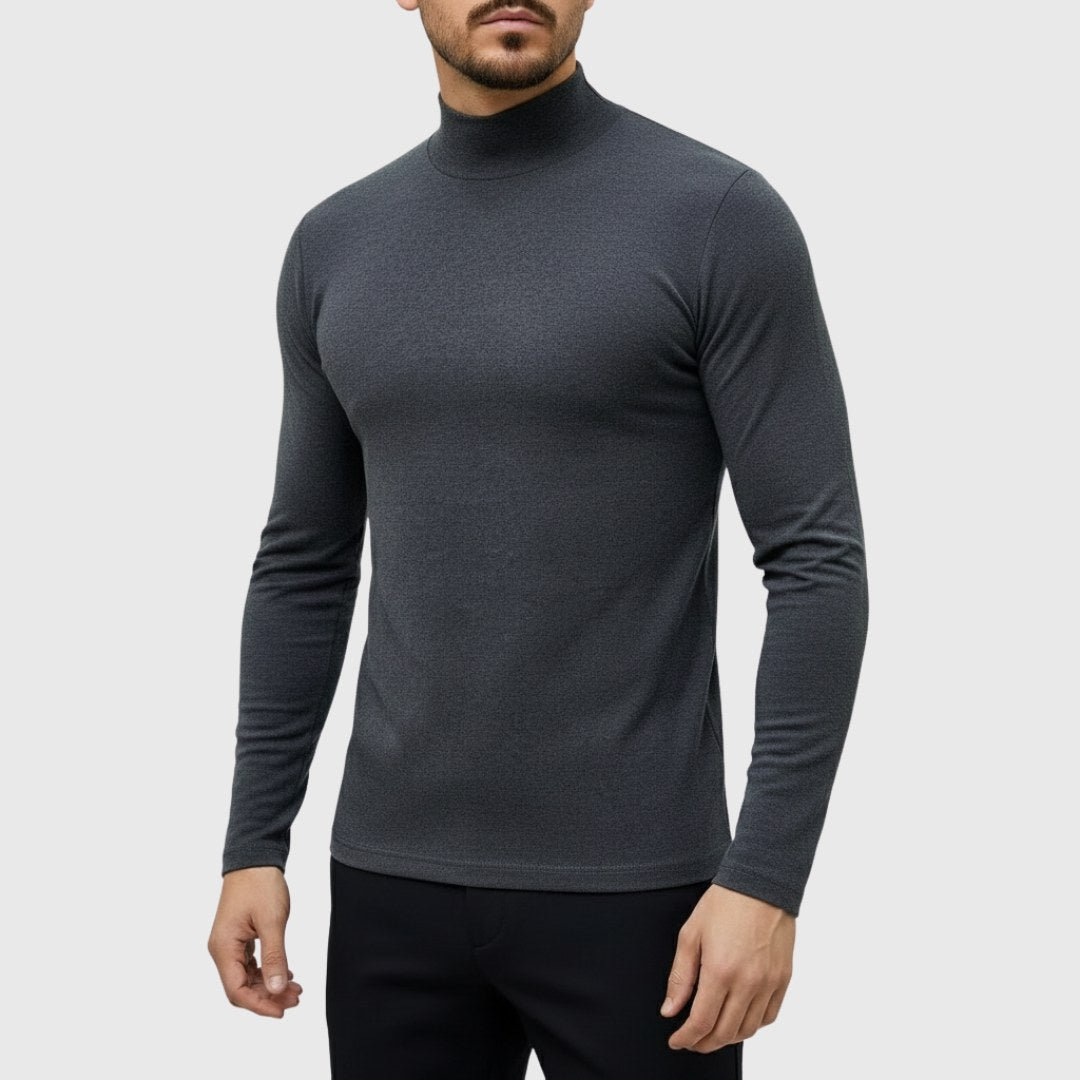 Uwe | Męski sweter z golfem o smukłym kroju, elegancki sweter jesienny | Erwnn | Czarny