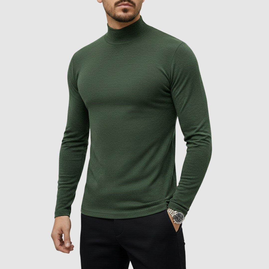 Uwe | Męski sweter z golfem o smukłym kroju, elegancki sweter jesienny | Erwnn | Czarny