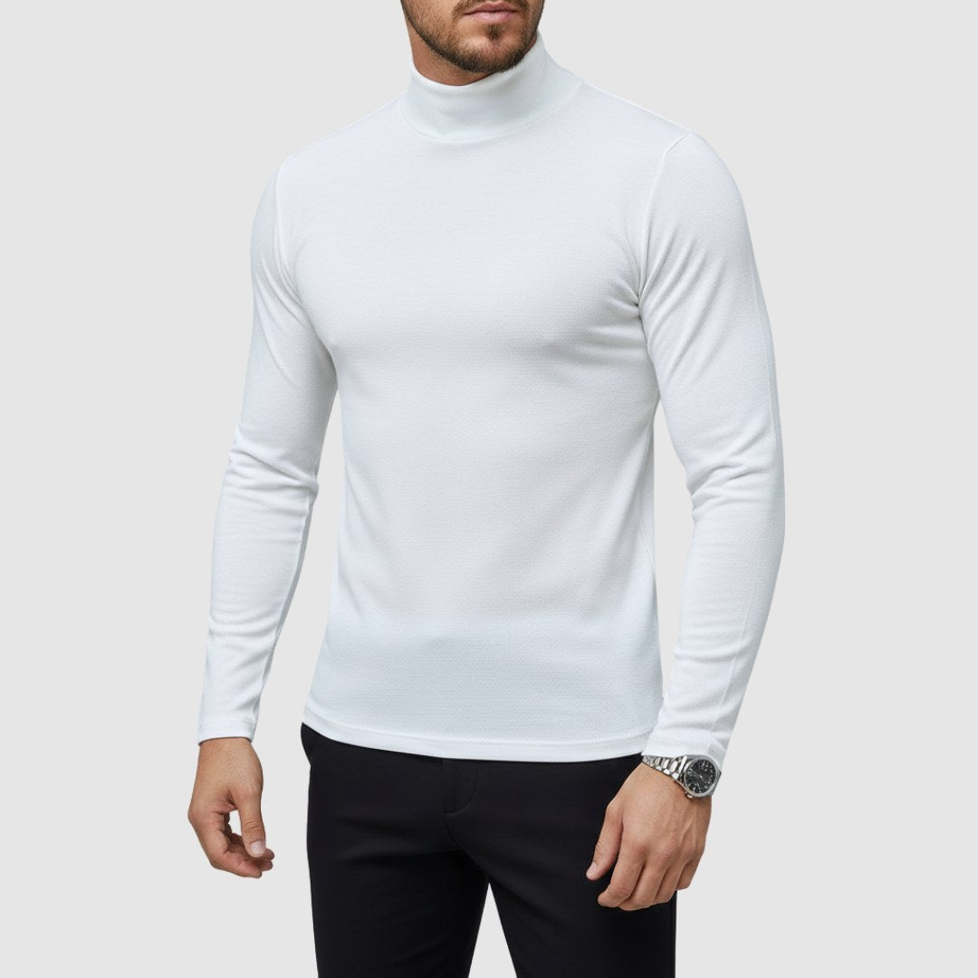 Uwe | Męski sweter z golfem o smukłym kroju, elegancki sweter jesienny | Erwnn | Czarny