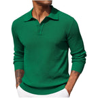 Volker | Męski sweter z kołnierzykiem polo, elegancki sweter z dzianiny | Erwnn | Niebieski