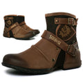 Wolfgang | Męskie skórzane buty w stylu biker, klasyczne buty motocyklowe | Erwnn