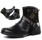 Wolfgang | Męskie skórzane buty w stylu biker, klasyczne buty motocyklowe | Erwnn